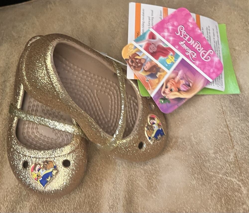 NWT CROCS DISNEY Beauty And The Beast, Gold CLASSIC CLOG SZ 4